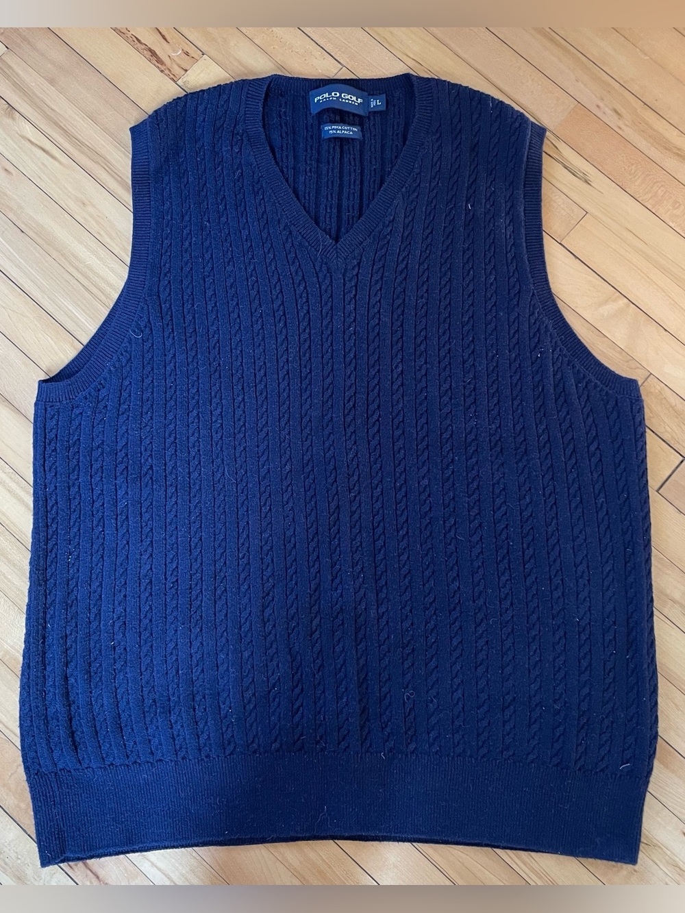 Polo by Ralph Lauren Navy Cable-Knit V-Neck Sweater Vest